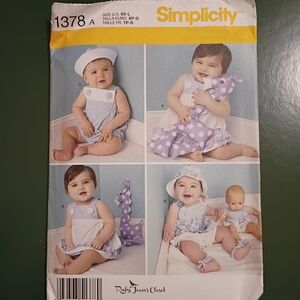 1378 Simplicity Kids Accessories Hat Pattern in White and Purple